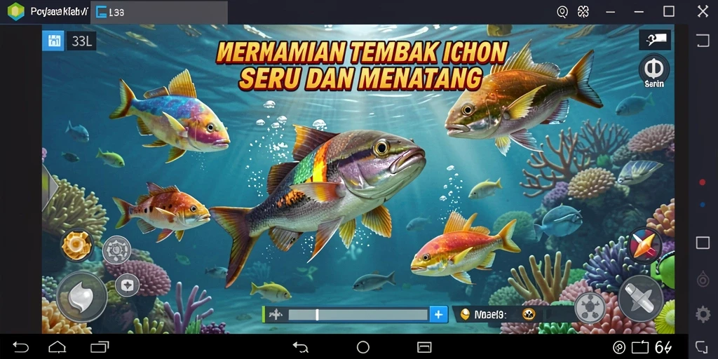 Gameplay seru Tembak Ikan di 33L dengan berbagai ikan berwarna.
