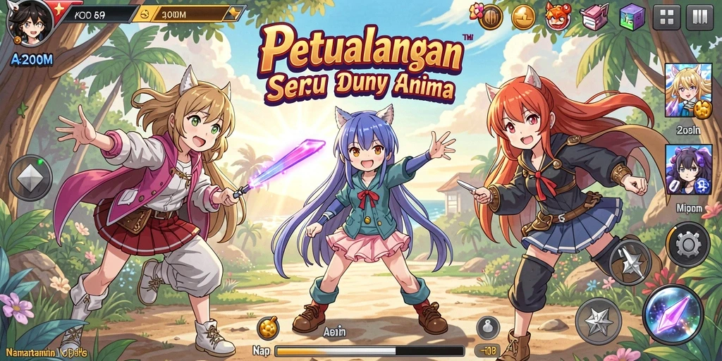 Screenshot A200M yang menunjukkan aksi seru dalam dunia Anime.