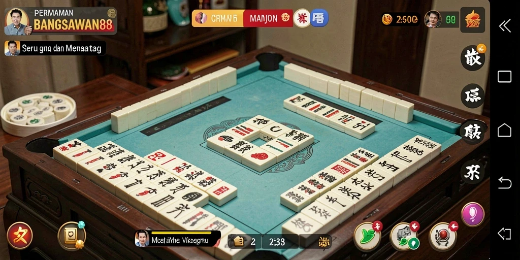 Tangkapan layar gameplay <strong>BANGSAWAN88</strong> menampilkan aksi seru permainan Mahjong.