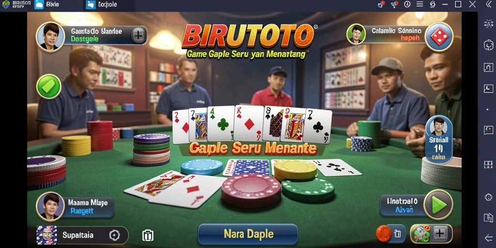 Screenshot gameplay menunjukkan suasana permainan Gaple yang seru.