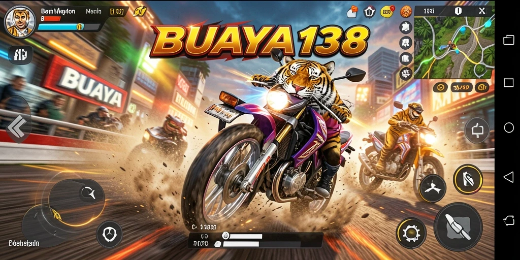 Tampilan menarik dari gameplay balapan motor BUAYA138.