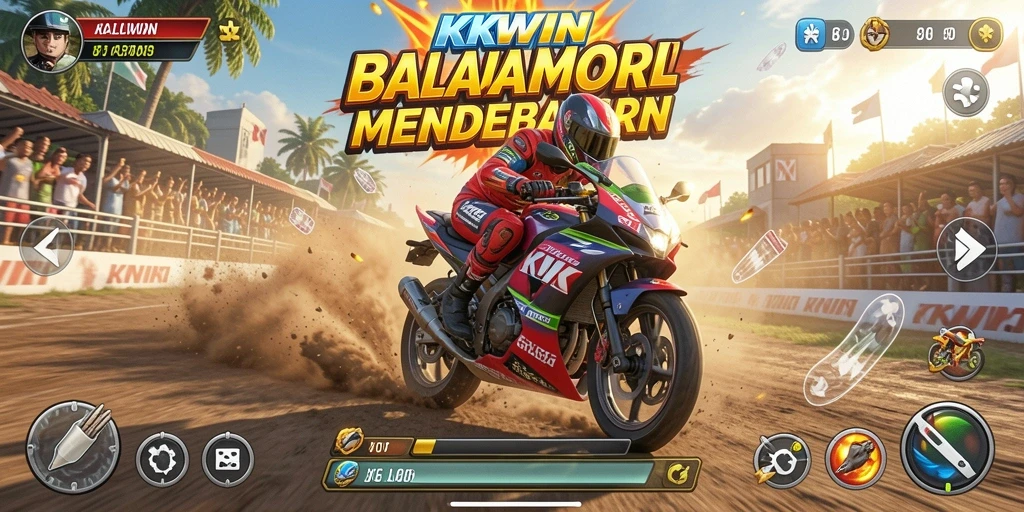 Screenshot KKWIN menunjukkan aksi seru balapan motor.