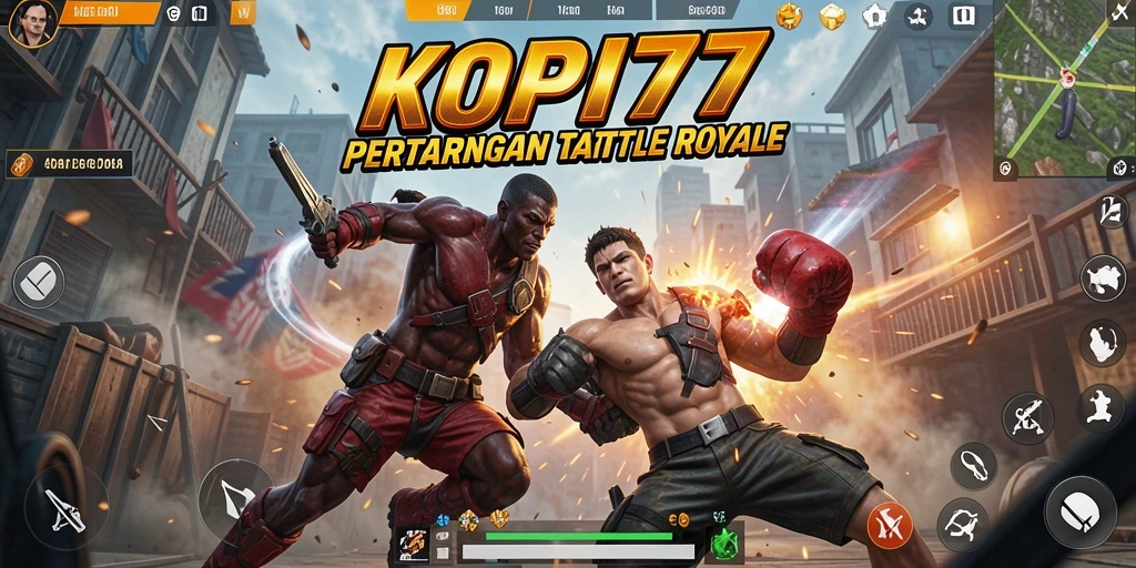 Tampilan gameplay seru di KOPI77 dengan aksi Battle Royale.