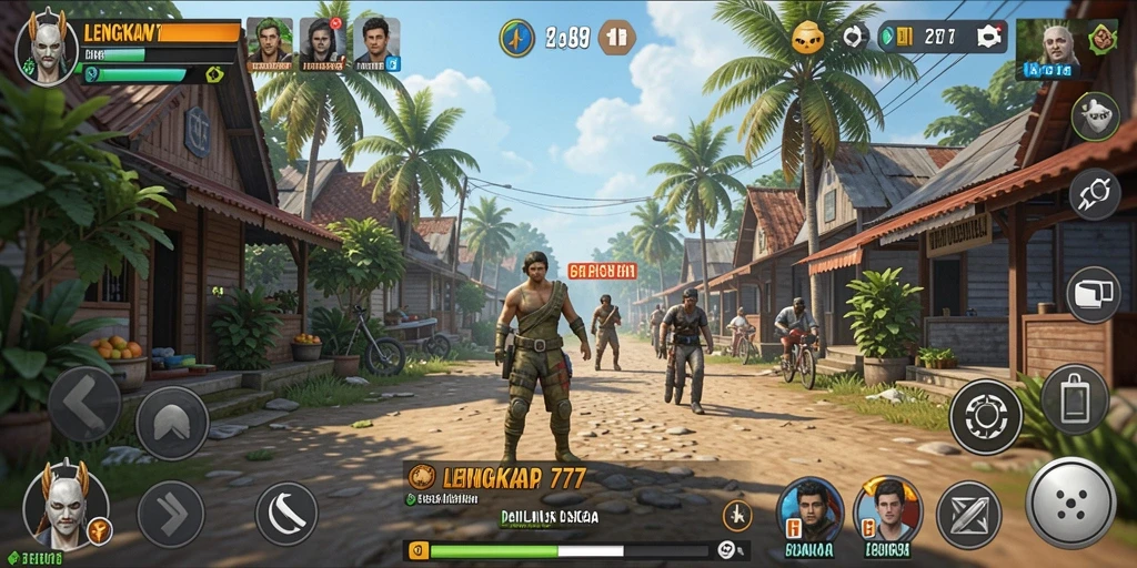 Screenshot menunjukkan gameplay seru LENGKAP777 penuh warna.