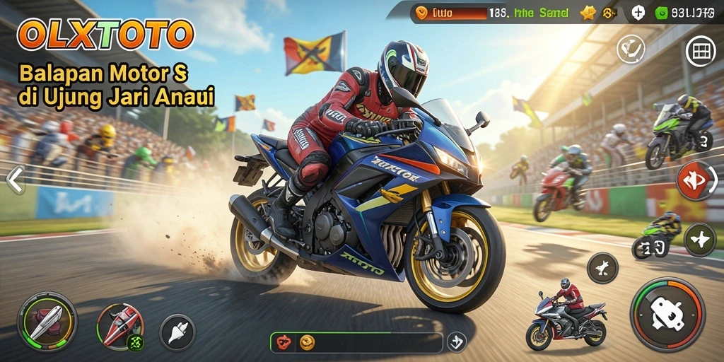 Tampilan gameplay OLXTOTO menghadirkan balapan motor yang mendebarkan.