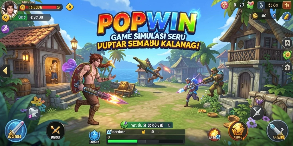 Tampilan gameplay seru dari POPWIN yang penuh dengan interaksi dan kreasi.