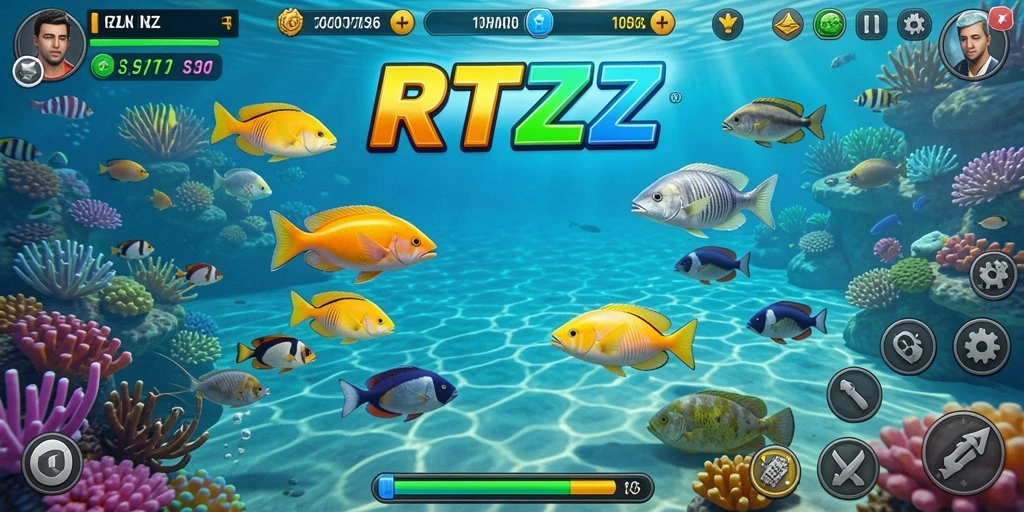 Menampilkan gameplay tembak ikan yang seru di RTZZ.