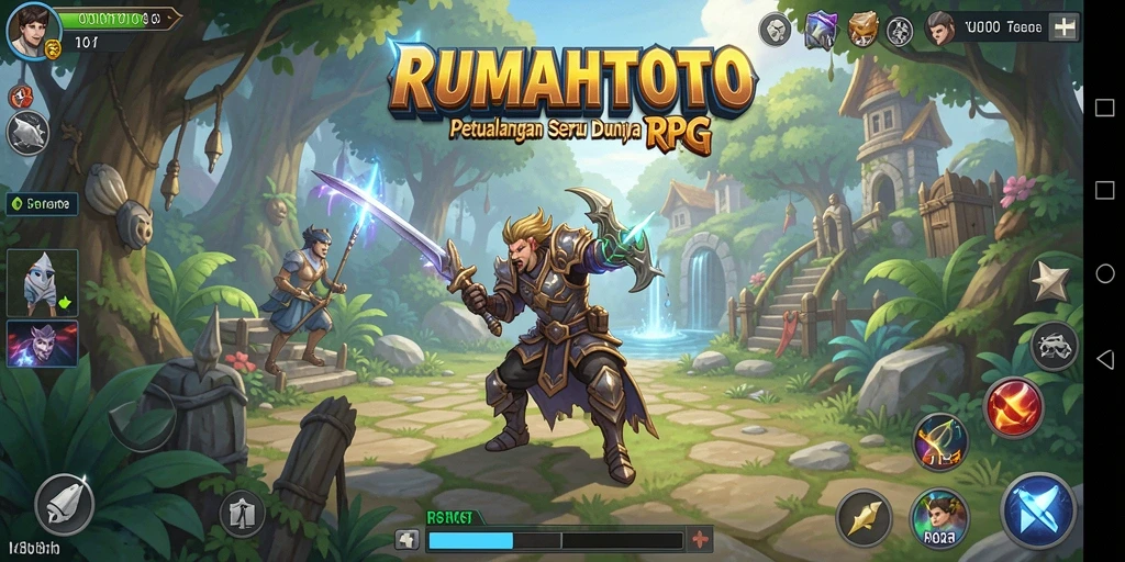 Screenshot gameplay RUMAHTOTO menampilkan suasana penuh petualangan RPG.