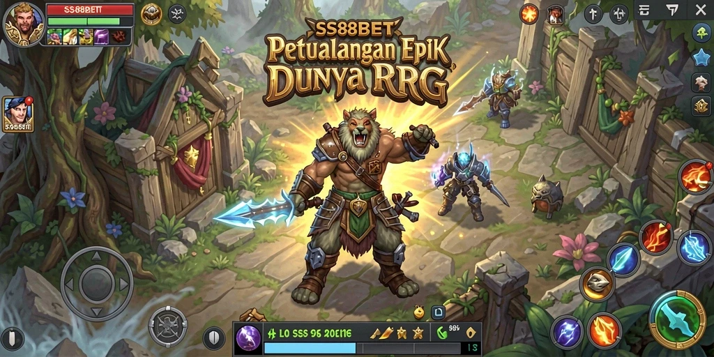 Screenshot gameplay menunjukkan pertarungan seru di dunia RPG.