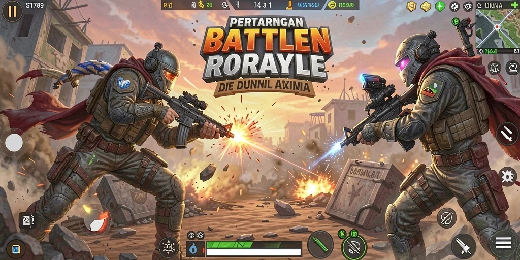 Gameplay ST789 yang seru dalam pertempuran Battle Royale.