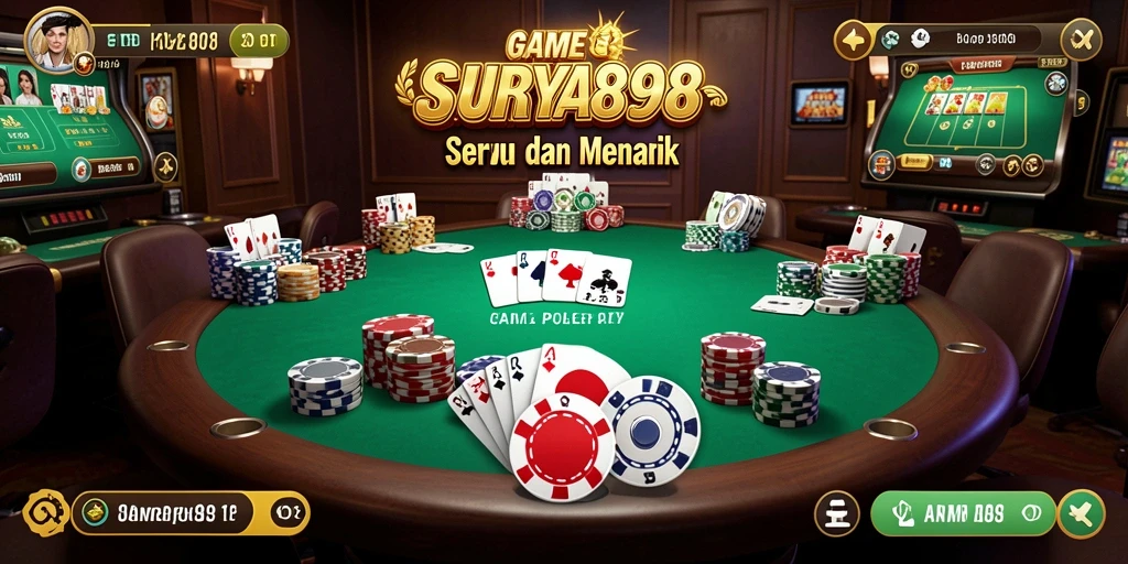 Tampilan gameplay Poker yang mendebarkan di SURYA898.