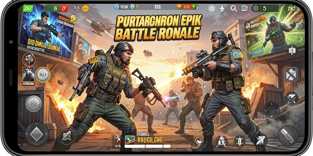 Gameplay seru dan intens di ZK7 Battle Royale.